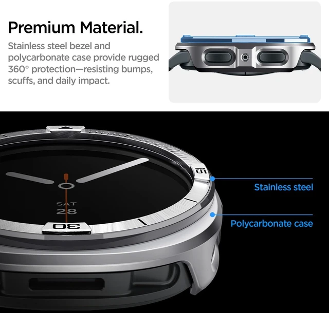 Alt view image 4 of 6 - Bezel Tune Pro for Samsung Galaxy Watch 9/8 44mm Case (2026/2025) Bezel Ring Protector Cover (Pilot) - Silver