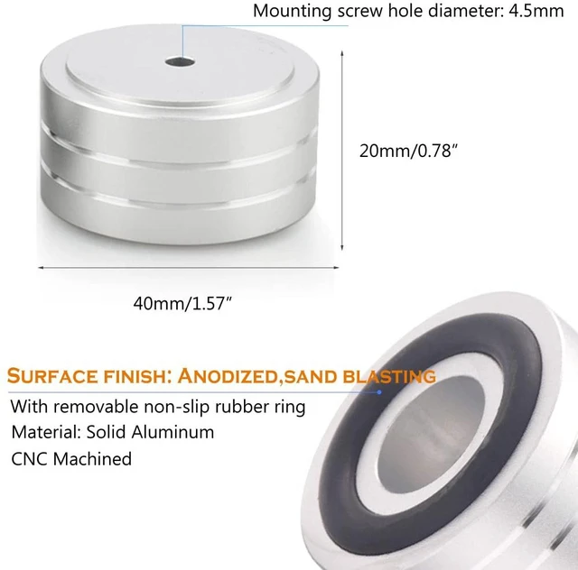 Alt view image 3 of 7 - 4 Sets High-End HiFi Aluminum Speaker Feet, Shock Base Pad Spikes,40x20mm,Shockproof Stand Pad for HiFi Devices Amplifier Turntable DAC Recorder CD (Silver)
