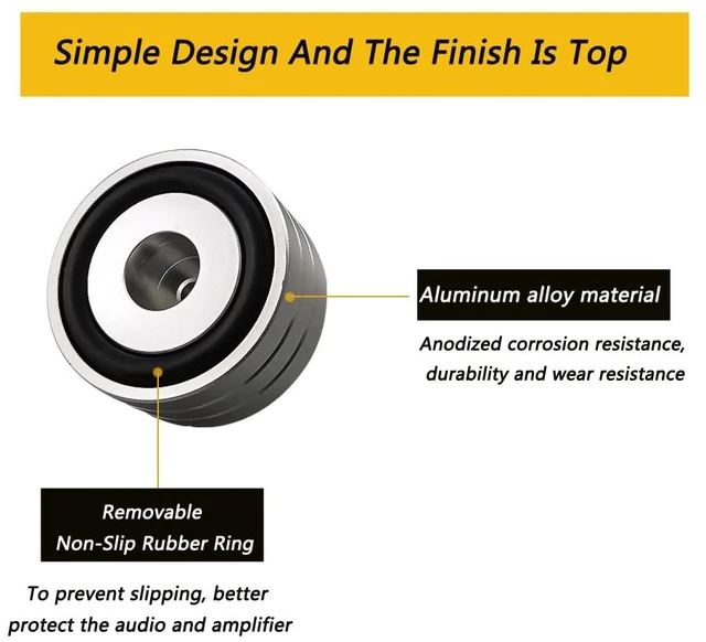 Alt view image 5 of 7 - 4 Sets High-End HiFi Aluminum Speaker Feet, Shock Base Pad Spikes,40x20mm,Shockproof Stand Pad for HiFi Devices Amplifier Turntable DAC Recorder CD (Silver)