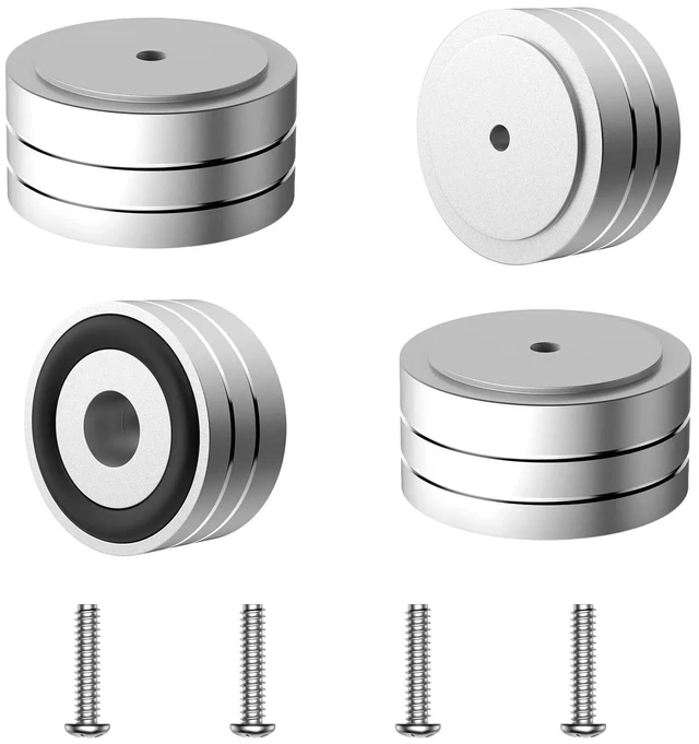 Alt view image 4 of 7 - 4 Sets High-End HiFi Aluminum Speaker Feet, Shock Base Pad Spikes,40x20mm,Shockproof Stand Pad for HiFi Devices Amplifier Turntable DAC Recorder CD (Silver)