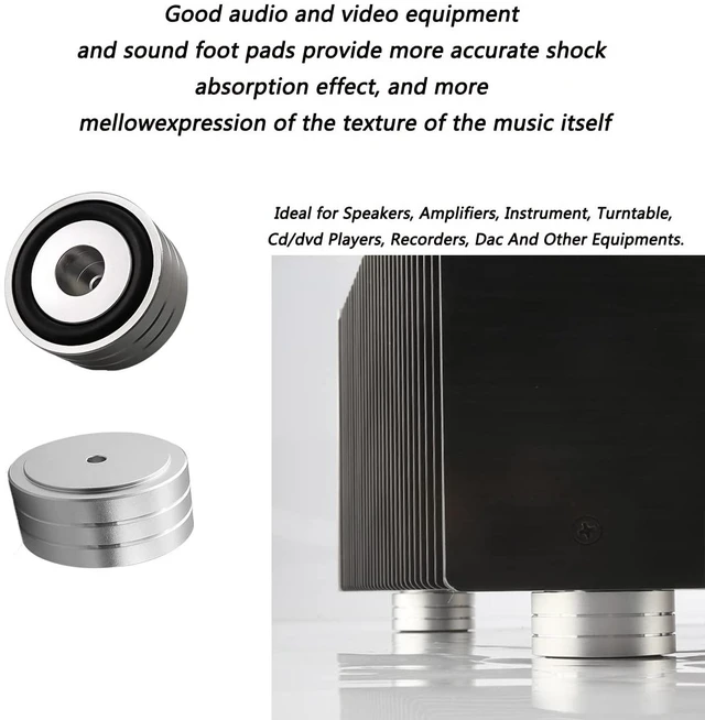 Alt view image 6 of 7 - 4 Sets High-End HiFi Aluminum Speaker Feet, Shock Base Pad Spikes,40x20mm,Shockproof Stand Pad for HiFi Devices Amplifier Turntable DAC Recorder CD (Silver)