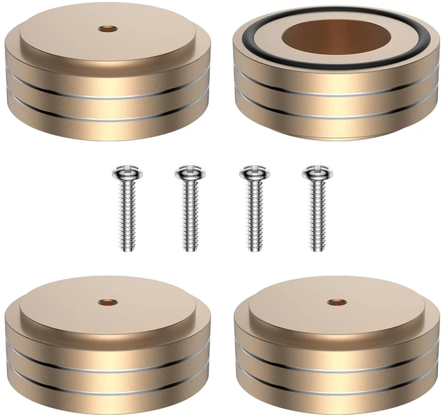 Main image of 4 Pcs Speaker Feet Isolation 40x20mm Turntable Feet Aluminum Platform Speaker Spike Stand Floor Protectors Dampening Pad with Rubber Ring for Hi-fi Equipments