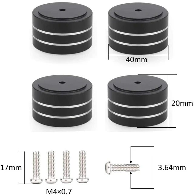 Alt view image 2 of 7 - 4 Pcs HiFi Speaker Isolation Feet 40x20mm Aluminum Speaker Spike Pad for Turntable, Subwoofers, Amplifier, HiFi Devices, Dac, Recorder, Cd (Black)