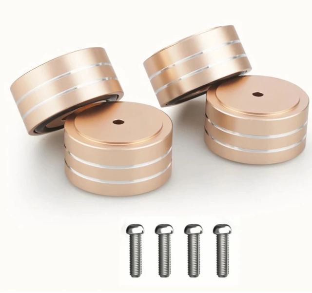 Alt view image 7 of 7 - 4 Pcs Speaker Feet Isolation 40x20mm Turntable Feet Aluminum Platform Speaker Spike Stand Floor Protectors Dampening Pad with Rubber Ring for Hi-fi Equipments