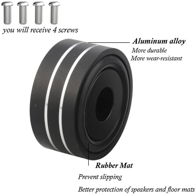 Alt view image 6 of 7 - 4 Pcs HiFi Speaker Isolation Feet 40x20mm Aluminum Speaker Spike Pad for Turntable, Subwoofers, Amplifier, HiFi Devices, Dac, Recorder, Cd (Black)