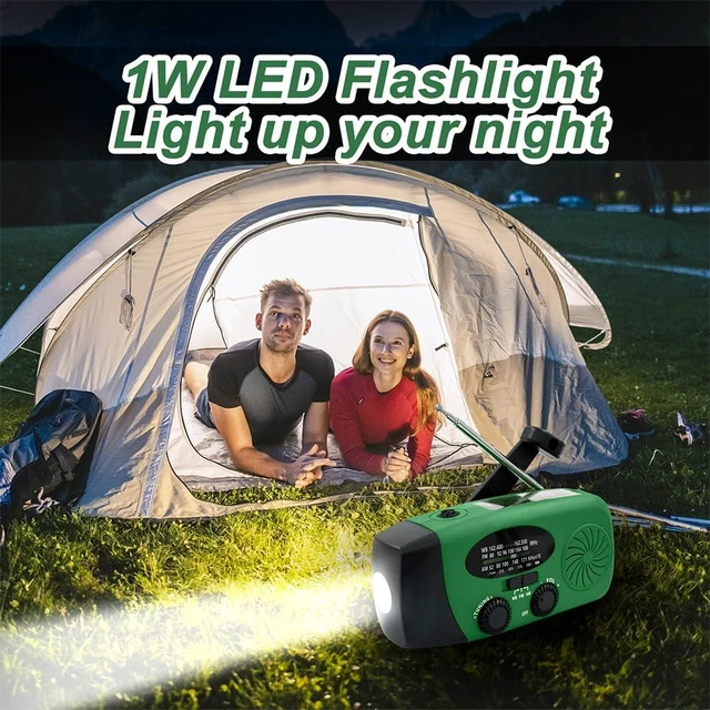 Alt view image 4 of 6 - 2000mAh Emergency NOAA Weather Radio, Hand Crank Radio Solar Portable AM FM Rechargeable Battery, Cell Phone Charger, LED Flashlight, SOS Alarm, for Survival Indoor/Outdoor Emergencies