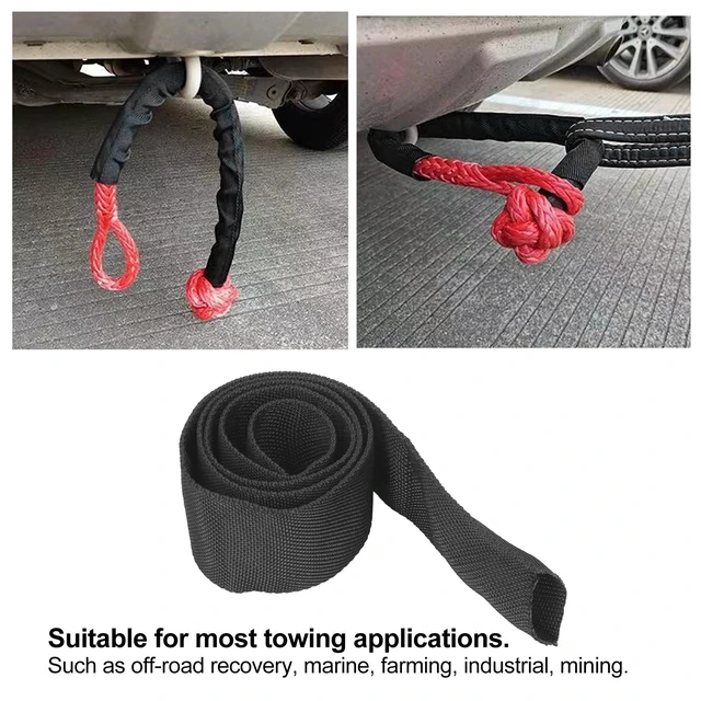 Alt view image 2 of 7 - Rope Protector Sleeve, Polyester Winch Rope Protective Sleeve Black Universal Trolling Motor Cable Sleeve for 5cm/1.97in Width Cable Line(2M)