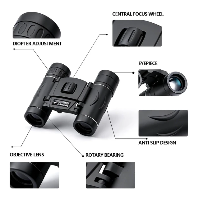 Alt view image 3 of 7 - 10x25 Compact Binoculars HD Lens Lightweight Mini Pocket Telescopes FMC Fully Multi-Coated Lens for Bird Watching, Concerts, Travel, Hiking, Sports Games, Outdoor Adventures