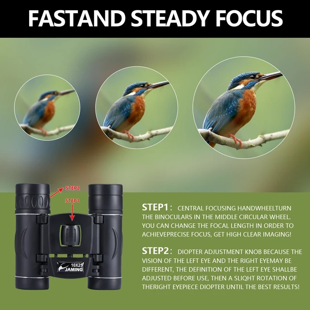 Alt view image 5 of 7 - 10x25 Compact Binoculars HD Lens Lightweight Mini Pocket Telescopes FMC Fully Multi-Coated Lens for Bird Watching, Concerts, Travel, Hiking, Sports Games, Outdoor Adventures