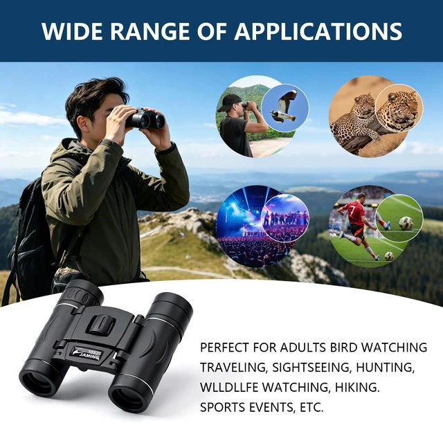 Alt view image 6 of 7 - 10x25 Compact Binoculars HD Lens Lightweight Mini Pocket Telescopes FMC Fully Multi-Coated Lens for Bird Watching, Concerts, Travel, Hiking, Sports Games, Outdoor Adventures