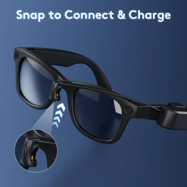 Alt view image 3 of 7 - Portable Charger for RayBan Meta Gen2 Smart Glasses, Black Ultra-Light Wearable Mini Charger, For Wayfarer, Headliner, Skyler, Clip-On Portable Accessory, For Meta AI Glasses
