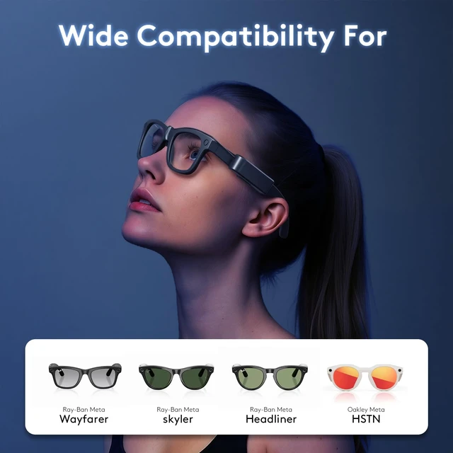 Alt view image 4 of 7 - Portable Charger for RayBan Meta Gen2 Smart Glasses, Black Ultra-Light Wearable Mini Charger, For Wayfarer, Headliner, Skyler, Clip-On Portable Accessory, For Meta AI Glasses
