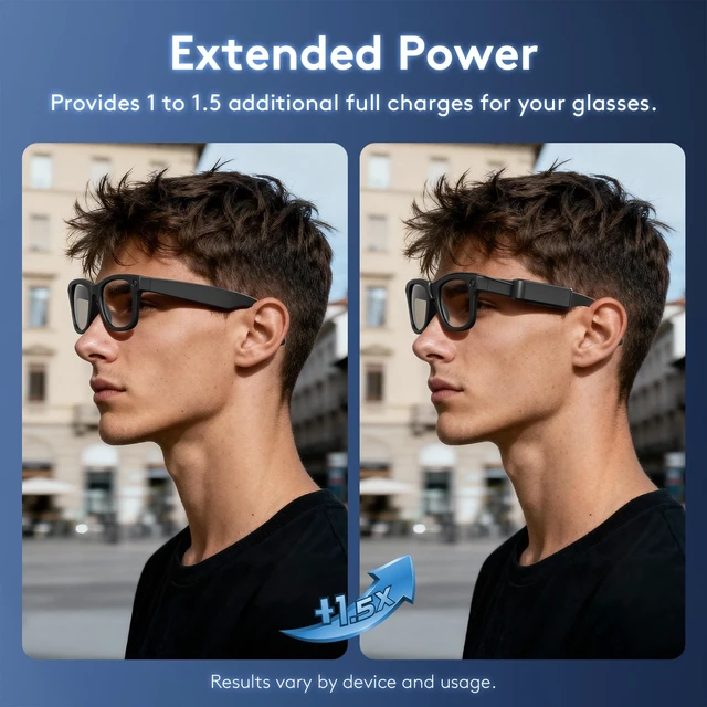 Alt view image 5 of 7 - Portable Charger for RayBan Meta Gen2 Smart Glasses, Black Ultra-Light Wearable Mini Charger, For Wayfarer, Headliner, Skyler, Clip-On Portable Accessory, For Meta AI Glasses