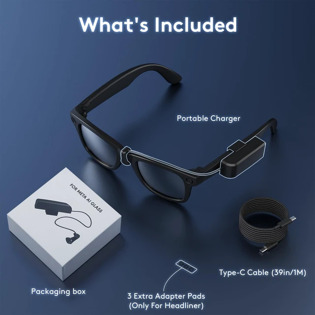 Alt view image 6 of 7 - Portable Charger for RayBan Meta Gen2 Smart Glasses, Black Ultra-Light Wearable Mini Charger, For Wayfarer, Headliner, Skyler, Clip-On Portable Accessory, For Meta AI Glasses
