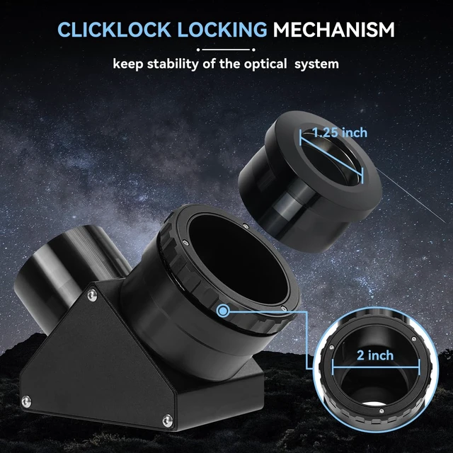 Alt view image 2 of 7 - SV223 Telescope Diagonal, 90 Degree Diagonal Mirror, Upright Image 99% Reflective Dielectric Coating, 2" with 1.25" Adapter, Twist Lock Mechanism, Diagonal Adapter for Astronomical Telescope