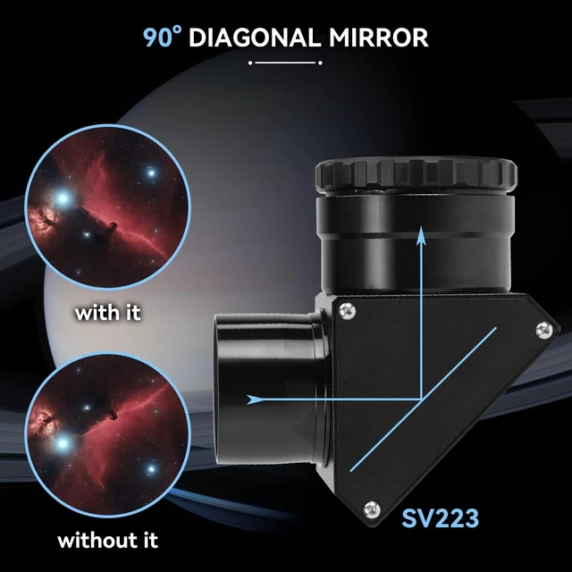 Alt view image 6 of 7 - SV223 Telescope Diagonal, 90 Degree Diagonal Mirror, Upright Image 99% Reflective Dielectric Coating, 2" with 1.25" Adapter, Twist Lock Mechanism, Diagonal Adapter for Astronomical Telescope