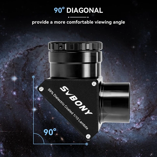 Alt view image 5 of 7 - SV223 Telescope Diagonal, 90 Degree Diagonal Mirror, Upright Image 99% Reflective Dielectric Coating, 2" with 1.25" Adapter, Twist Lock Mechanism, Diagonal Adapter for Astronomical Telescope