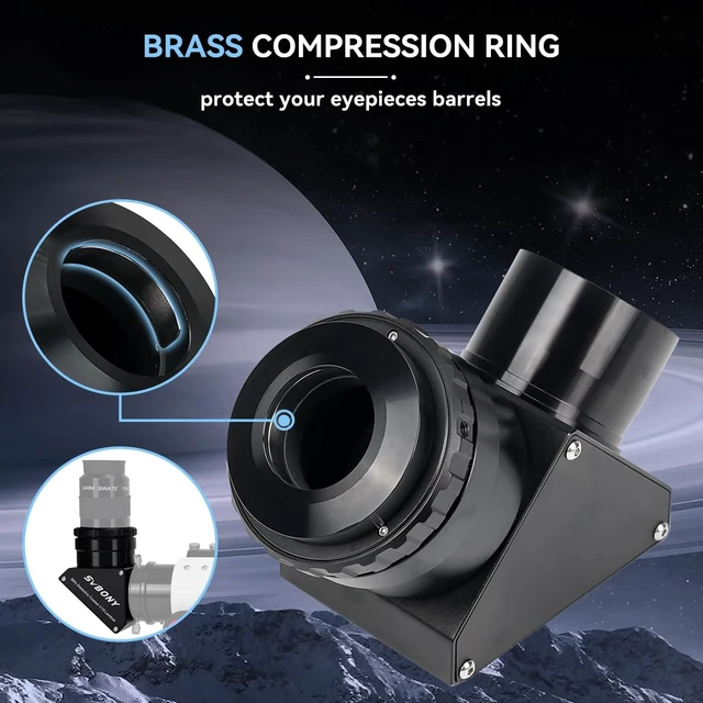 Alt view image 7 of 7 - SV223 Telescope Diagonal, 90 Degree Diagonal Mirror, Upright Image 99% Reflective Dielectric Coating, 2" with 1.25" Adapter, Twist Lock Mechanism, Diagonal Adapter for Astronomical Telescope