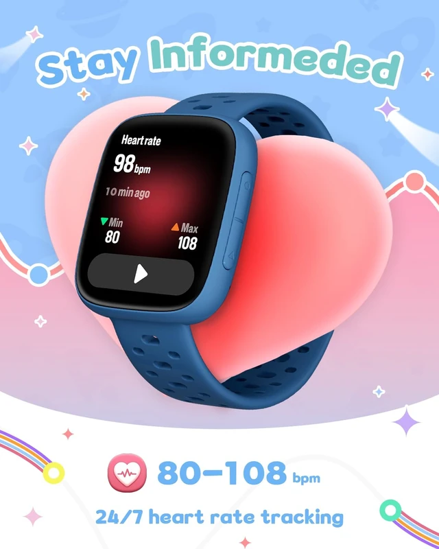 Alt view image 5 of 7 - Smart Watch for Kids No Phone No APP Needed, 1.83" AMOLED Screen Fitness Tracker Watch with Pedometer, Kids Smart Watch with Heart Rate/Sleep Monitor, IP68 Waterproof for Boys Girls 5-12