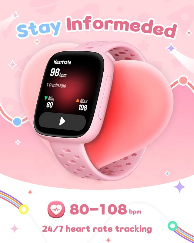 Alt view image 5 of 7 - Smart Watch for Kids No Phone No APP Needed, 1.83" AMOLED Screen Fitness Tracker Watch with Pedometer, Kids Smart Watch with Heart Rate/Sleep Monitor, IP68 Waterproof for Girls 5-12