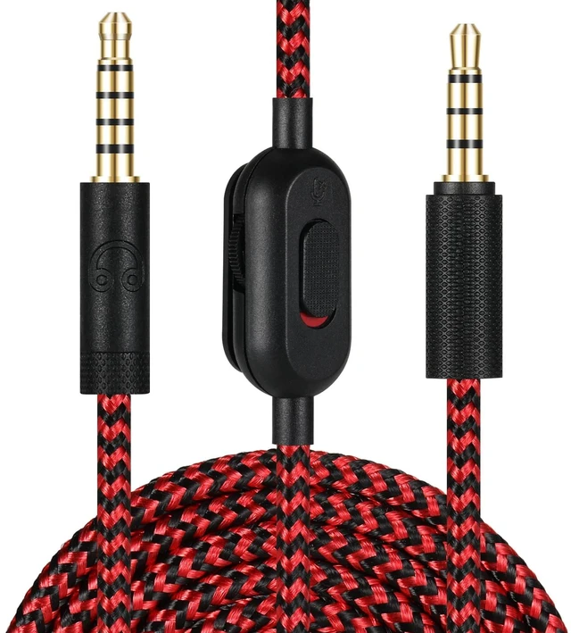 Main image of Replacement Audio Cable for G433 Headphones,Aux Cord Braided Wire with Volume Control &Mic Mute Compatible with Logitech G Pro X G Pro G233 Gaming Headsets (Red)