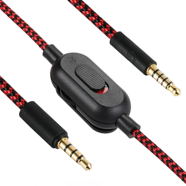 Alt view image 2 of 2 - Replacement Audio Cable for G433 Headphones,Aux Cord Braided Wire with Volume Control &Mic Mute Compatible with Logitech G Pro X G Pro G233 Gaming Headsets (Red)