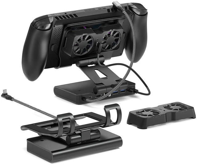 Main image of Magnetic Dual Cooling Fan Docking Station for ROG Xbox Ally X/Switch 2 Detachable 3 speed, 6 in 1 Steam Deck Dock Stand for Legion Go / MSI Claw, HDMI 4K@144Hz, 100W PD, USB A Gaming Hub