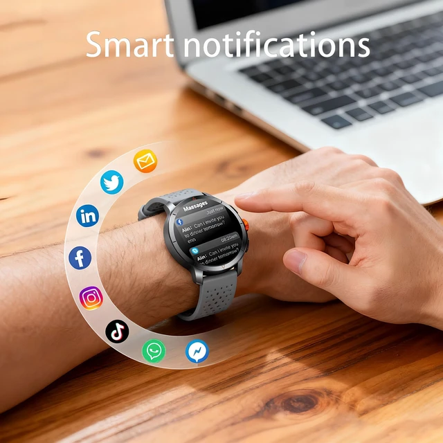 Alt view image 7 of 7 - Rugged Smartwatch 1.6 in AMOLED GPS 5ATM Waterproof SOS Compass 1.6 inch always-on AMOLED, built-in GPS, 5ATM waterproof, SOS button, hiking ready