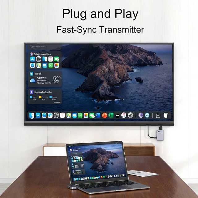 Alt view image 4 of 7 - Upgraded Type-C Wireless HDMI Transmitter Receiver Kit Plug-and-Play 2.4G/5.8G Dual-Band, 4K Decode to 1080P 60Hz, Long Range Mirroring for Phone/Tablet/Laptop/PC to Monitor/Projector/TV Box