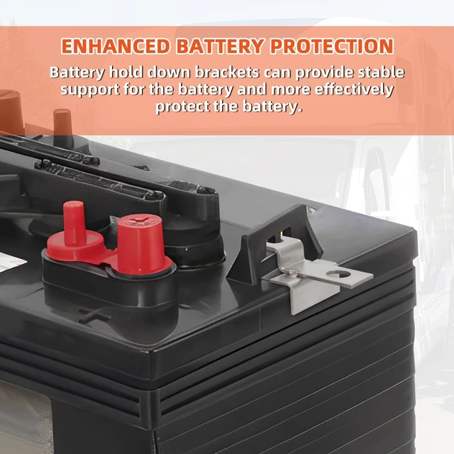 Alt view image 3 of 6 - Battery Hold-Down Set for RV, Marine, Golf Cart Applications Stainless Steel 6 Volt 12 Pack