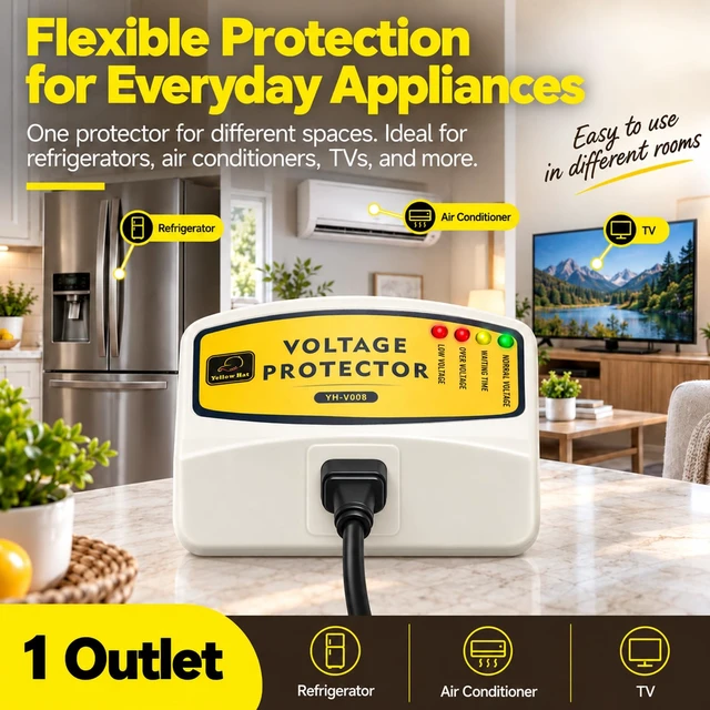 Alt view image 5 of 7 - Surge Protector for Home Appliance, Single Outlet 120V 12A 1440W, 4 Packs Voltage Protector, Multi Function Plug with Protection Wall Mount Power Suppressor for Refrigerator TV PC AC