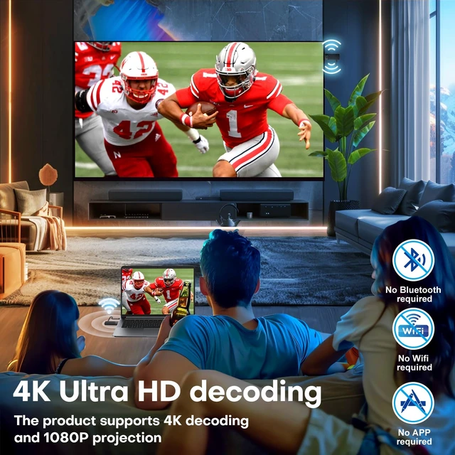 Alt view image 3 of 6 - HDMI Wireless Transmitter and Receiver Kit,Plug & Play,165FT/50M,5.8G/2.4G
