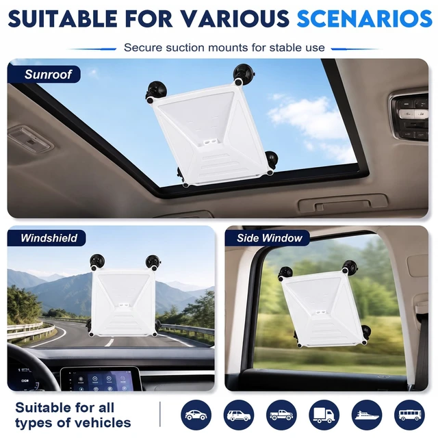 Alt view image 6 of 7 - Suction Cup Car Mount, Silicone Protective Case for Starlink Mini Camping suction cup vehicle mount with silicone case 4-point glass support, carabiners, and tool-free setup for travel