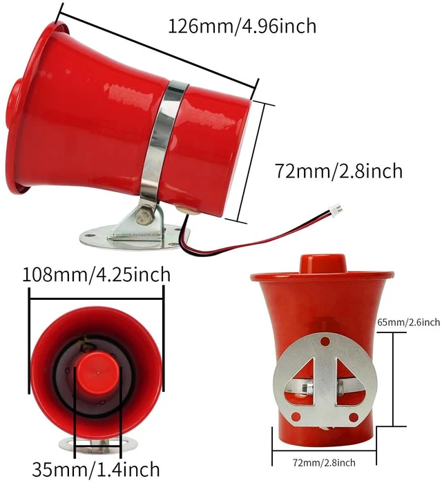 Alt view image 3 of 7 - Speaker, 8R/ 25W Horn Stereo Amplifier DIY Accessories, Length, Width and Height:130 * 130 * 110MM/5.12 * 5.12 * 4.33 inch, with 20CM Terminal Cable. (1 Pack, Weight:340G)