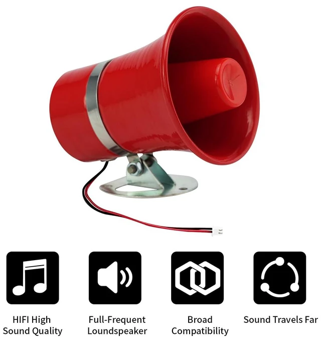 Alt view image 5 of 7 - Speaker, 8R/ 25W Horn Stereo Amplifier DIY Accessories, Length, Width and Height:130 * 130 * 110MM/5.12 * 5.12 * 4.33 inch, with 20CM Terminal Cable. (1 Pack, Weight:340G)