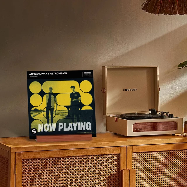 Alt view image 3 of 7 - Light up Vinyl Record Stand, Wooden Acrylic Holder for Album Display and Storage, Warm White Color Lights, LED Collection Holder