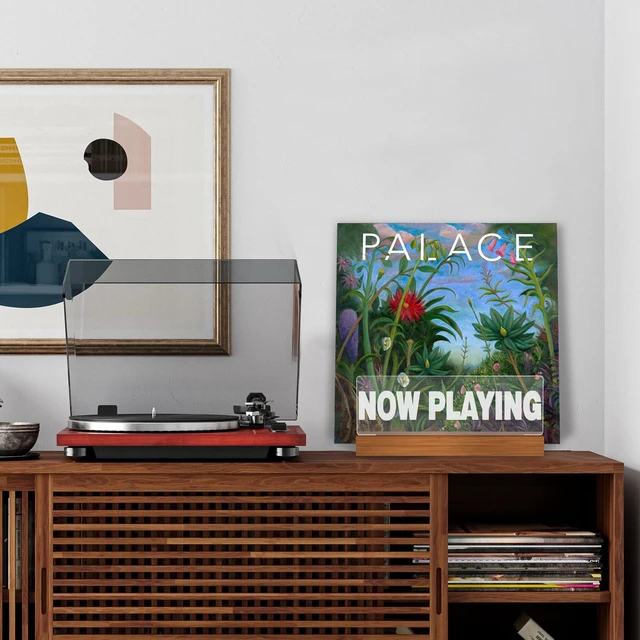 Alt view image 5 of 7 - Light up Vinyl Record Stand, Wooden Acrylic Holder for Album Display and Storage, Warm White Color Lights, LED Collection Holder