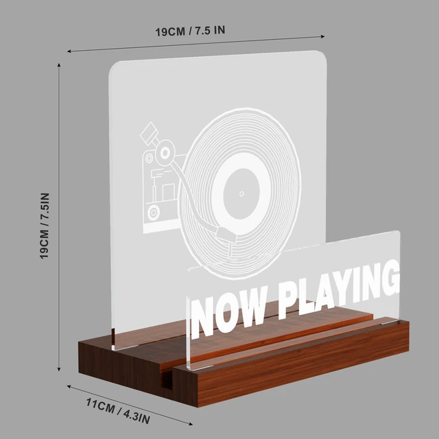 Alt view image 6 of 7 - Light up Vinyl Record Stand, Wooden Acrylic Holder for Album Display and Storage, Warm White Color Lights, LED Collection Holder