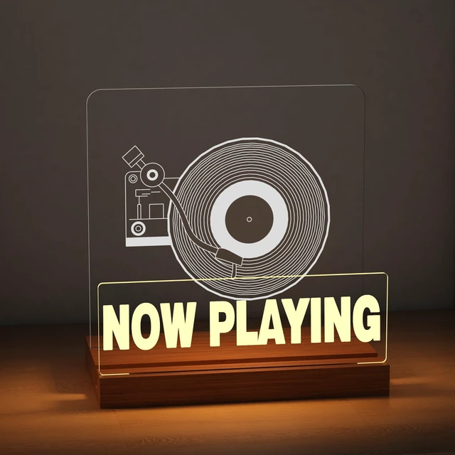 Alt view image 7 of 7 - Light up Vinyl Record Stand, Wooden Acrylic Holder for Album Display and Storage, Warm White Color Lights, LED Collection Holder