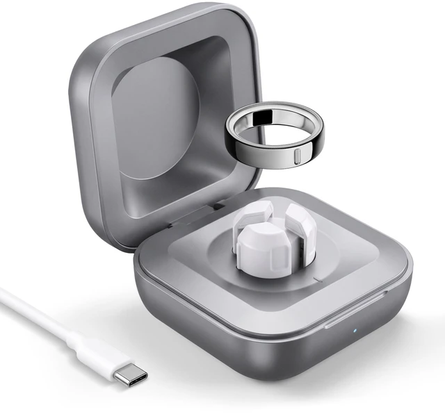 Main image of Smart Ring Portable Charging Case 600mAh Compatible with Ou-ra Ring Gen 5 Ou-ra Ring 5 Charger; 600mAh Travel Wireless Charger Fits Sizes 6, 7, 8, 9, 10, 11, 12,; With Cable; Not For Gen 3 Or Gen 4