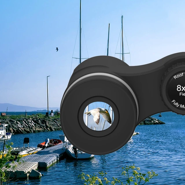 Alt view image 5 of 7 - 8x21 Compact Binoculars for Adults and Kids, Lightweight Pocket BAK4 Prism FMC Lens, Waterproof Shockproof for Bird Watching Travel Camping Concerts Hiking (Black)