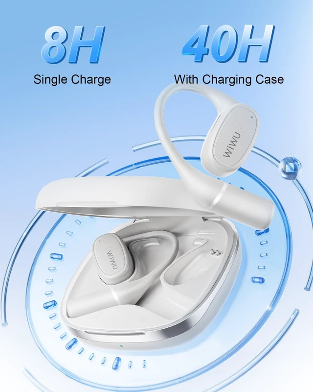 Alt view image 6 of 7 - Open Ear Headphones,Bluetooth Wireless Earbuds with 2 Mics,Touch Control,ENC Noise Cancelling,HiFi Stereo Sound Sport Earbuds for Gym Cycling,Compatible with iPhone and Android(Beige)