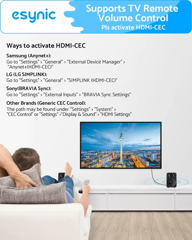 Alt view image 5 of 7 - 192KHZ ARC/eARC Audio Extractor-from HDTV to L/R Stereo Audio System USB Power-5 ft Long Integrated Cable Designed-Plug& Play-Only PCM/LPCM 2.0 Formats-Necessary to Setup On TV