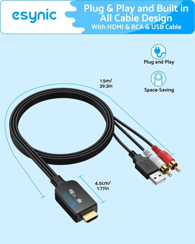Alt view image 7 of 7 - 192KHZ ARC/eARC Audio Extractor-from HDTV to L/R Stereo Audio System USB Power-5 ft Long Integrated Cable Designed-Plug& Play-Only PCM/LPCM 2.0 Formats-Necessary to Setup On TV