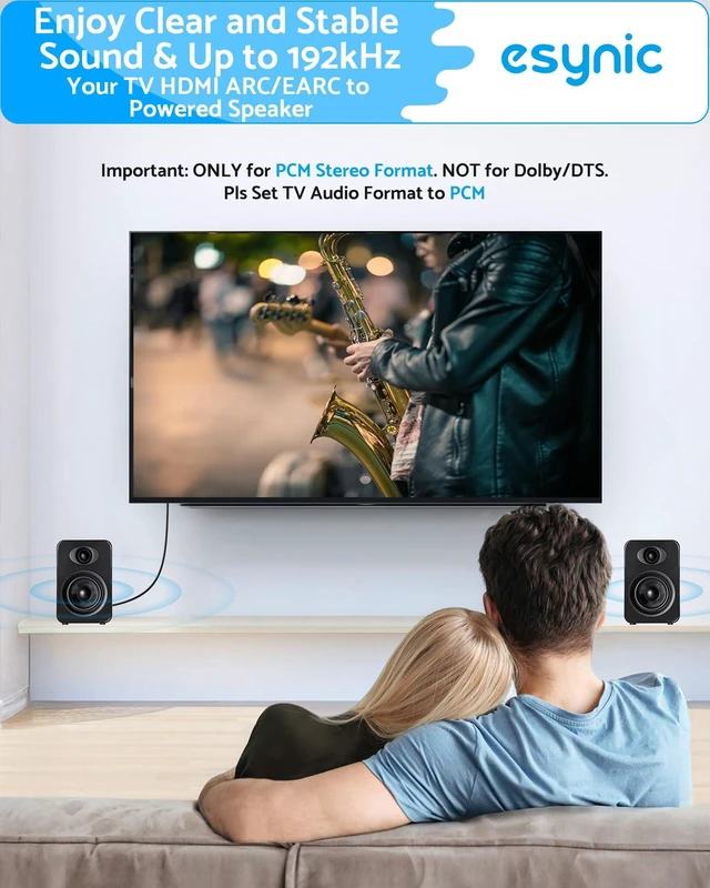 Alt view image 4 of 7 - 192KHZ ARC/eARC Audio Extractor-from HDTV to L/R Stereo Audio System USB Power-5 ft Long Integrated Cable Designed-Plug& Play-Only PCM/LPCM 2.0 Formats-Necessary to Setup On TV