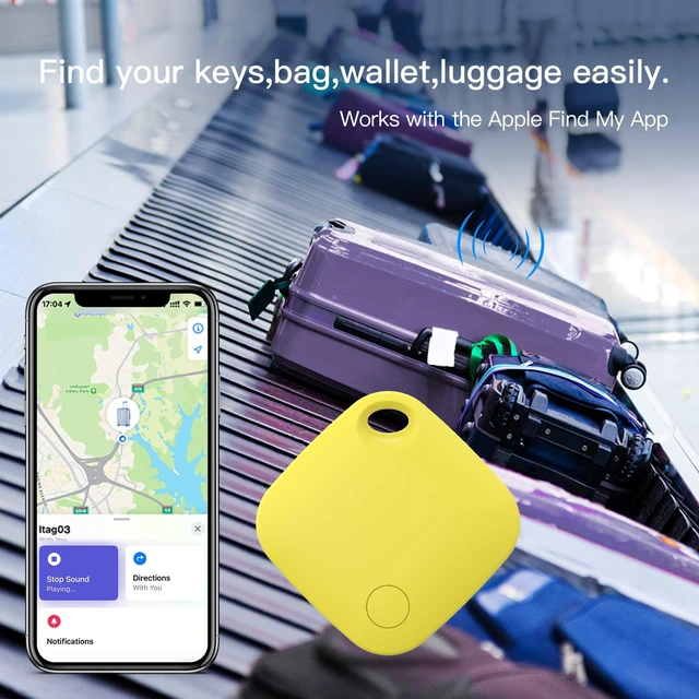 Alt view image 5 of 7 - Air Tracker Tag 4 Pack Bluetooth Luggage Tracker tag Locator Works with Apple Find My,Smart Tracker for Suitcase, Bag, Backpack, Wallet,Replaceable Battery Smart tag Item Finder