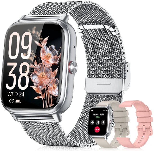 Main image of Smart Watch for Women Men- 1000mAh Battery Answer/Make Call, Fitness Step Tracker Watch with Sleep Monitor/Activity Counter/110+ Sport Mode for Andriod iPhone iOS Compatible - 3 Straps
