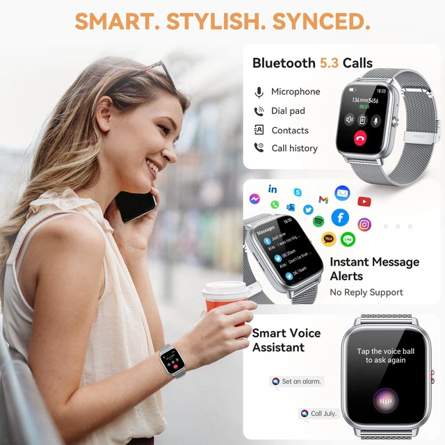 Alt view image 4 of 7 - Smart Watch for Women Men- 1000mAh Battery Answer/Make Call, Fitness Step Tracker Watch with Sleep Monitor/Activity Counter/110+ Sport Mode for Andriod iPhone iOS Compatible - 3 Straps