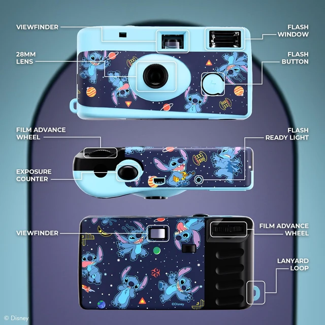Alt view image 3 of 7 - Disney Lilo and Stitch Disposable Camera with Flash 20 Exposure Film Lilo and Stitch Gifts for Women, Men, and All Fans of Lilo and Stitch Stuff (Stitch Galactic)