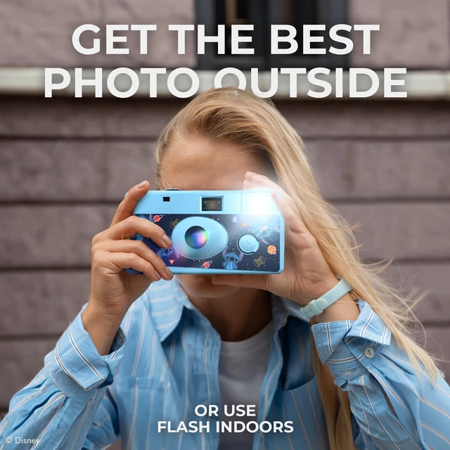 Alt view image 5 of 7 - Disney Lilo and Stitch Disposable Camera with Flash 20 Exposure Film Lilo and Stitch Gifts for Women, Men, and All Fans of Lilo and Stitch Stuff (Stitch Galactic)